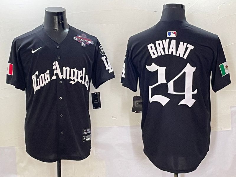 Men Los Angeles Dodgers #24 Bryant Black Five generations Joint Name 2025 Nike MLB Jersey style 11